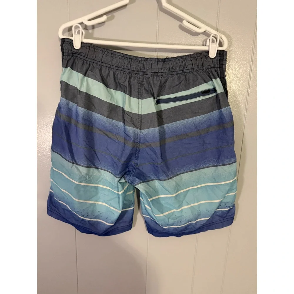 Nautica Board Shorts Mens 36 Blue Striped Drawstring Swim‎ Trunks
